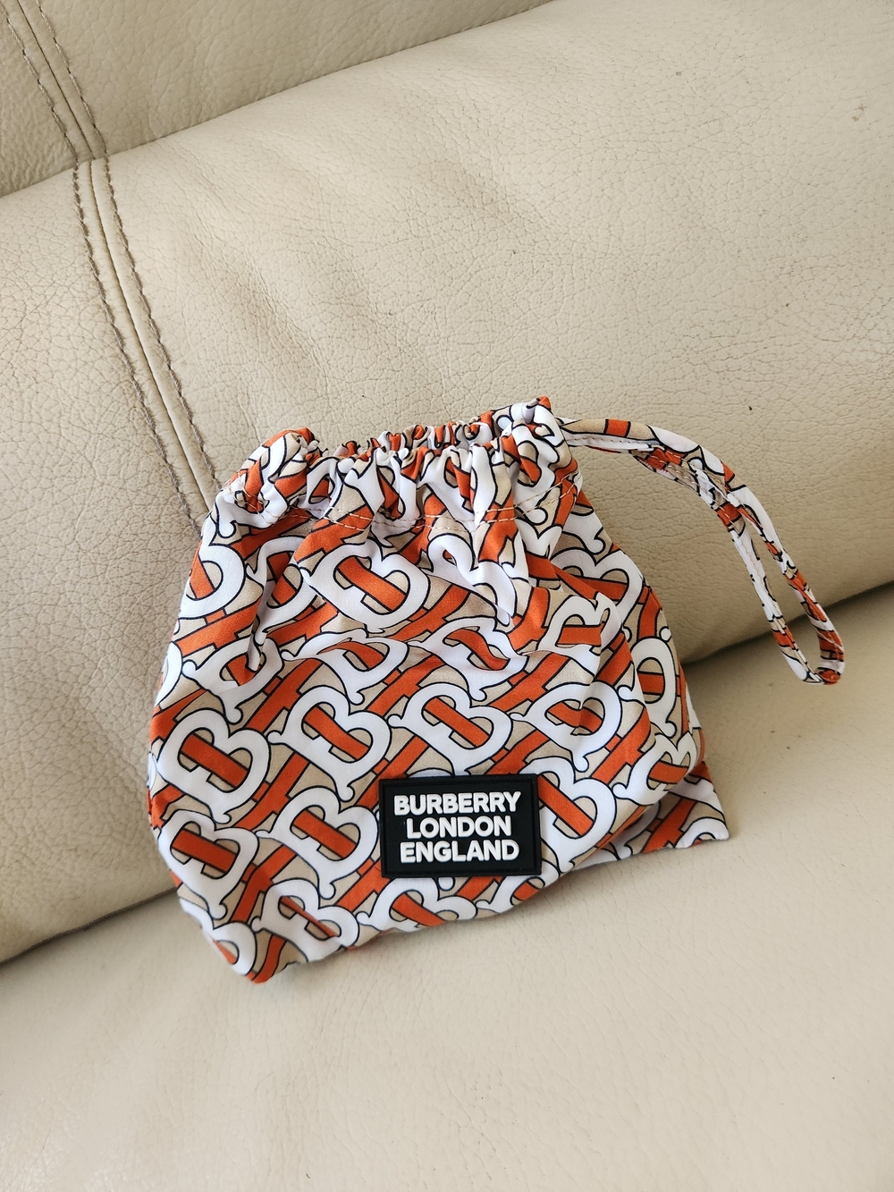Burberry Orange & White TB Monogram Facemask
